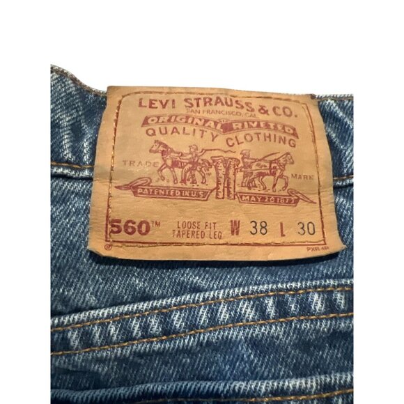 Vintage 90s Levis 560 Loose Fit Tapered Leg Jeans W38 L30 Mens Blue Denim - Picture 2 of 8